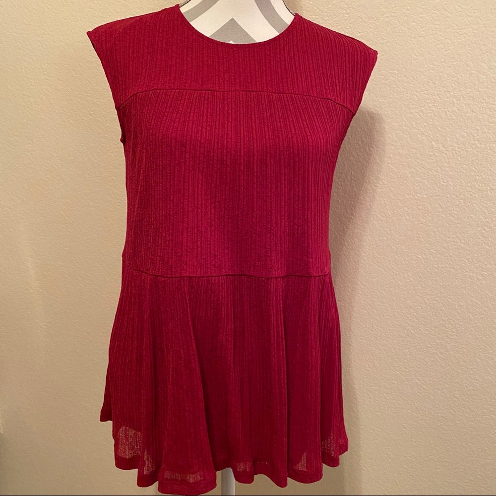 Juicy Couture Magenta Pink Keyhole Peplum Blouse Small